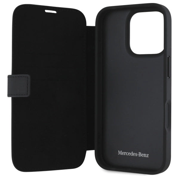 Mercedes MB Waves Leather Case for iPhone 16 Pro Max - Black_6