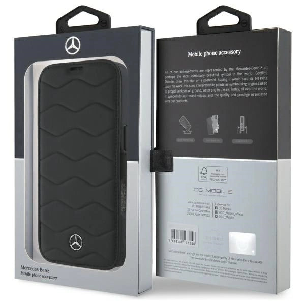 Mercedes MB Waves Leather Case for iPhone 16 Pro Max - Black_7