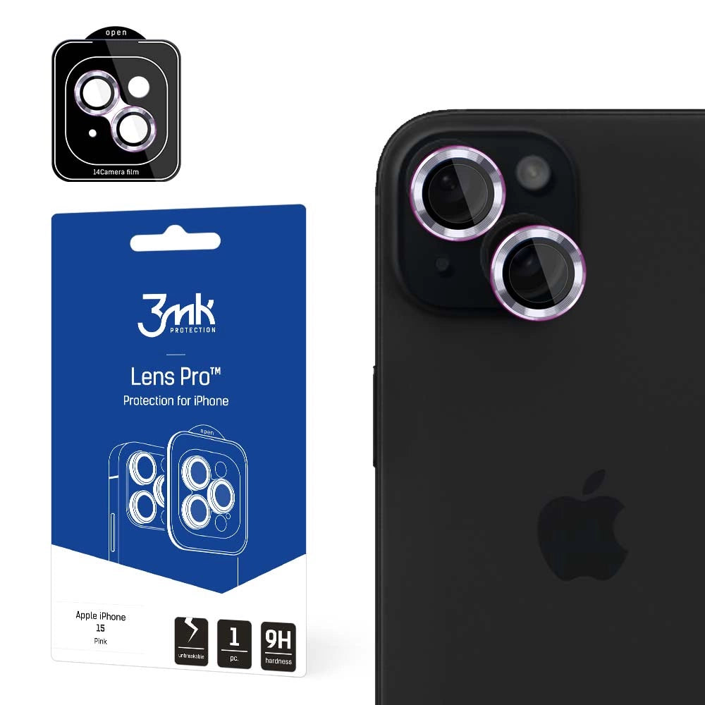 Camera cover 3mk Lens Protection Pro Pink for iPhone 15_0