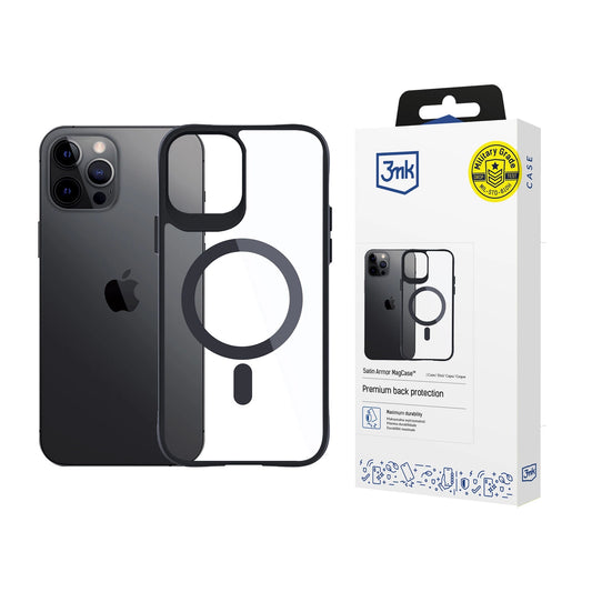 3mk Satin Armor MagCase with MagSafe for iPhone 12 Pro Max - Clear with Black Frame_0