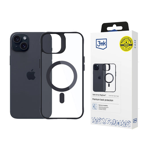 3mk Satin Armor MagCase with MagSafe for iPhone 15 Plus - Clear with Black Frame_0
