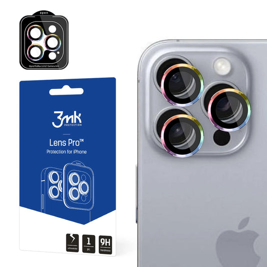 3mk Lens Protection Pro Camera Cover with Iridescent Frame for iPhone 16 Pro /16 Pro Max_0