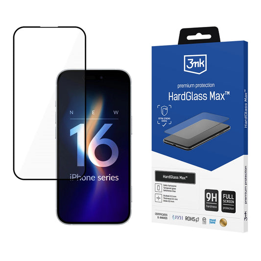 Tempered glass 3mk HardGlass Max Black for iPhone 16 Pro Max_0