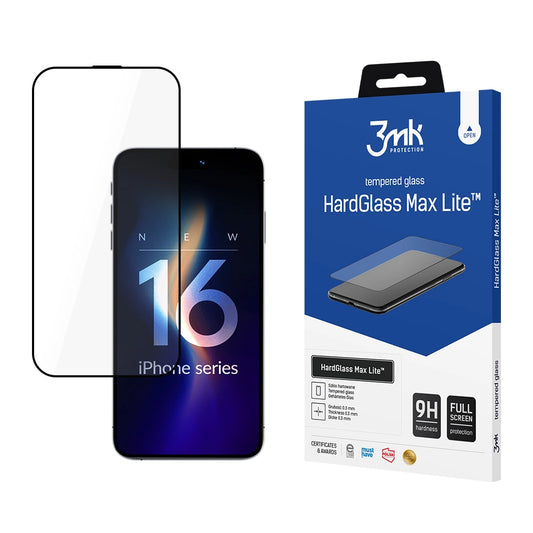3mk HardGlass Max Lite Tempered Glass with Black Frame for iPhone 16 Pro_0