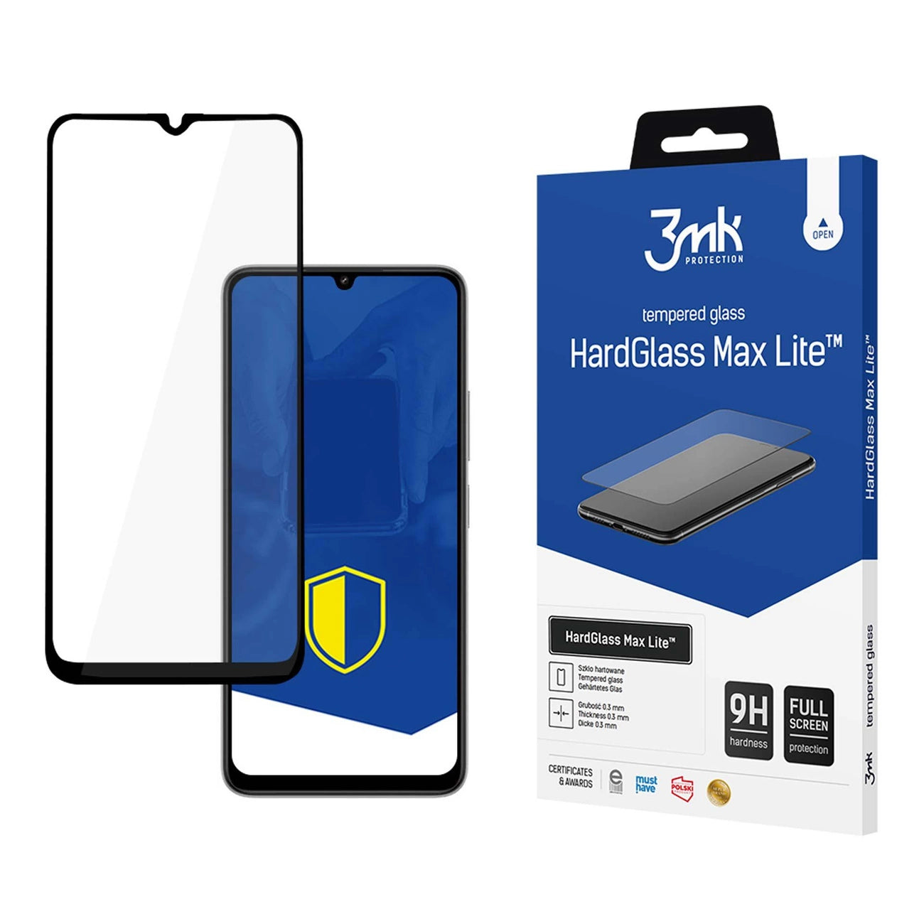 Tempered glass 3mk HardGlass Max Lite with black frame for Xiaomi Redmi 13C 5G_0