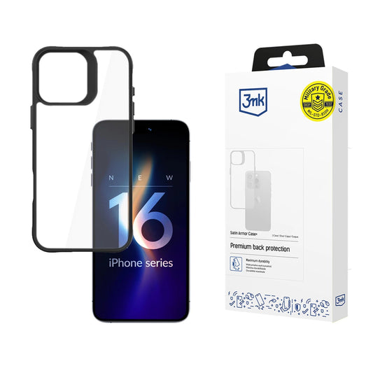 3mk Satin Armor Case+ for iPhone 16 Pro Max - Transparent with Black Frame_0