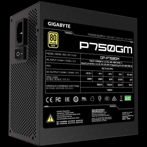 Fonte de Alimentação GIGABYTE P750GM / 750W / 20+4 pin ATX / Preto_1