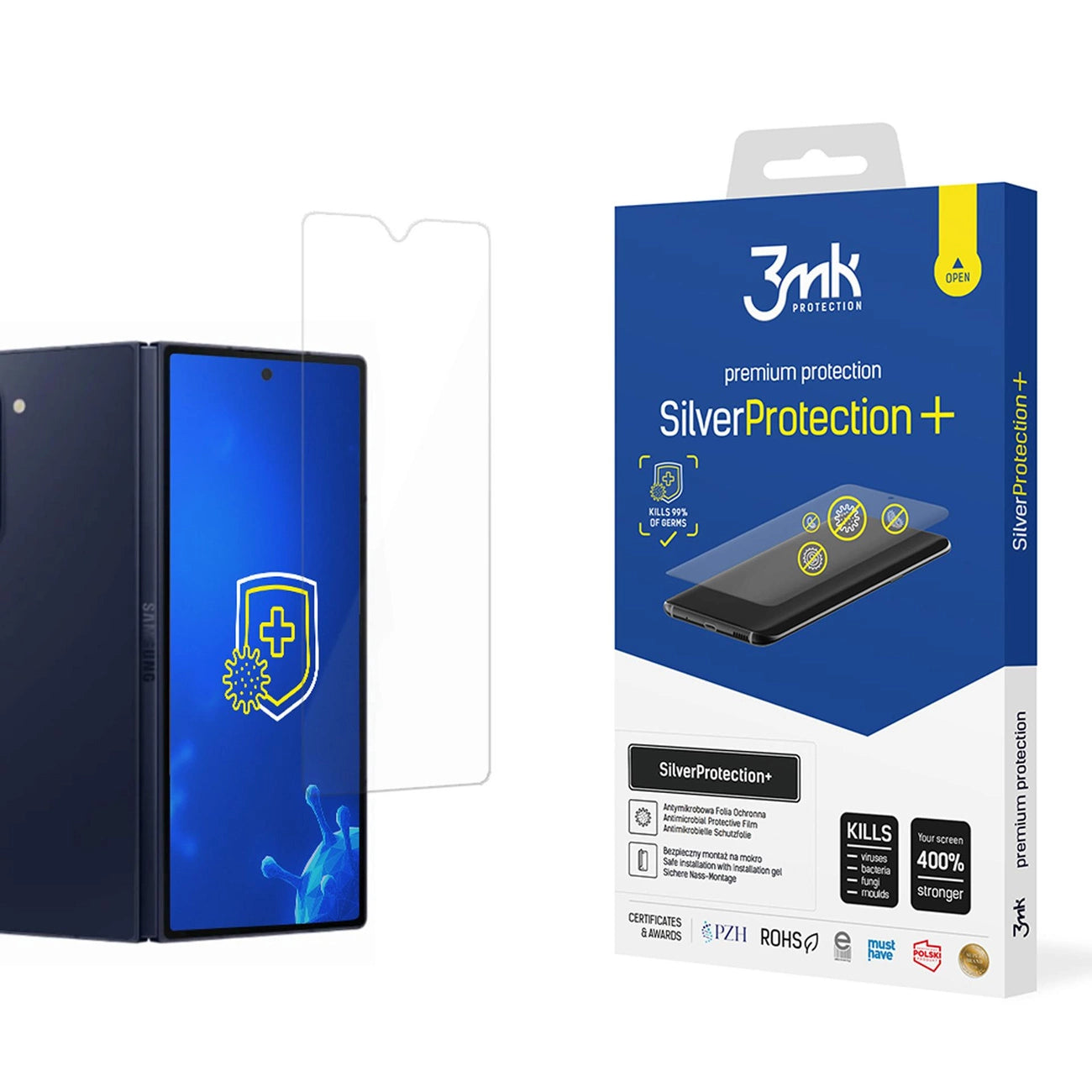 Antibacterial protective film 3mk SilverProtection+ Folded Edition for Samsung Galaxy Z Fold 6 (front)_0