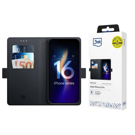 3mk Wallet Case for iPhone 16 Pro - Black_0