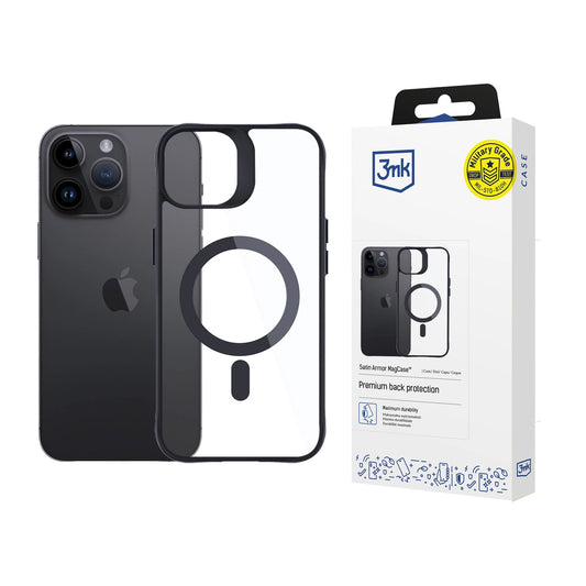 3mk Satin Armor MagCase with MagSafe for iPhone 14 Pro - Clear with Black Frame_0