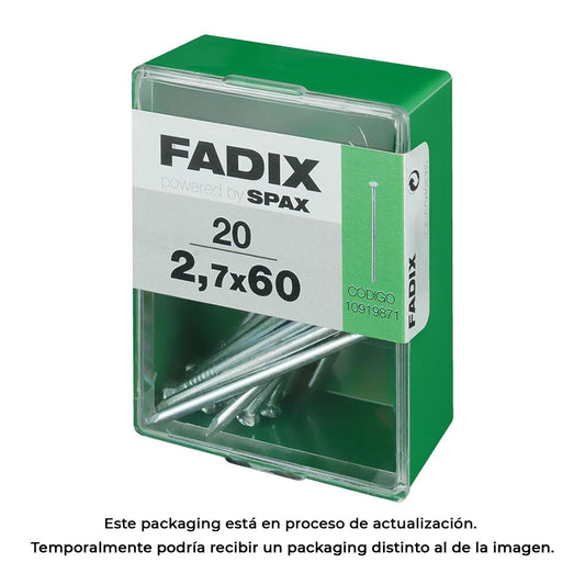 Caixa m 20 unid. prego cp aÃ§o 2,7x60mm fadix_0