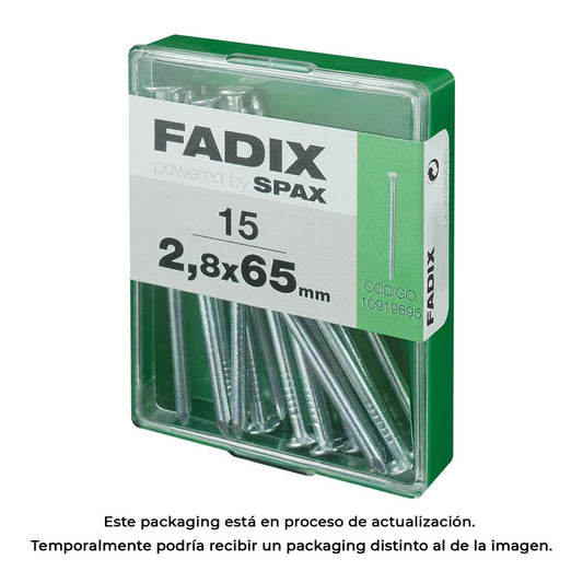 Caixa m 15 unid. prego cp aÃ§o 2,7x65mm fadix_0