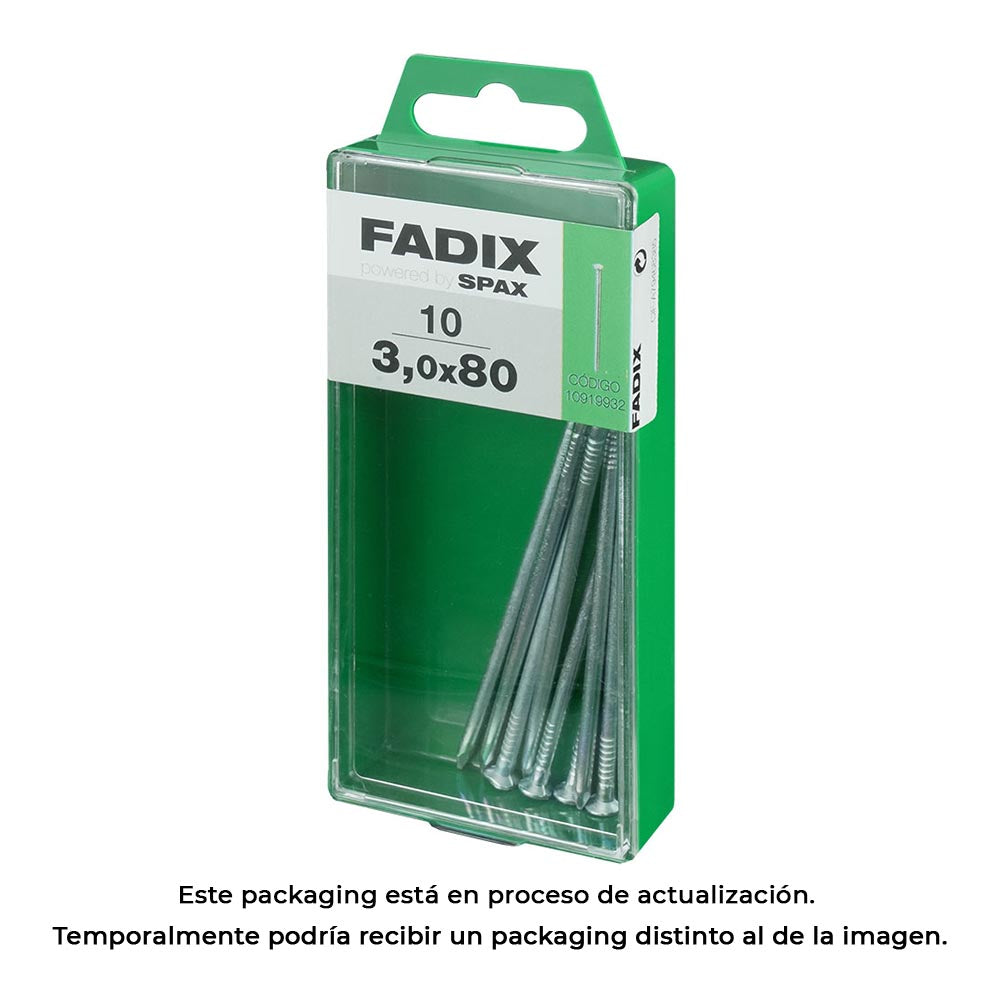 Caixa m 10 unid. prego cp aÃ§o 3,0x80mm fadix_0