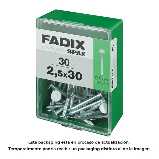 Caixa m 30 unid. prego cp larga aÃ§o 2,5x30mm fadix_0