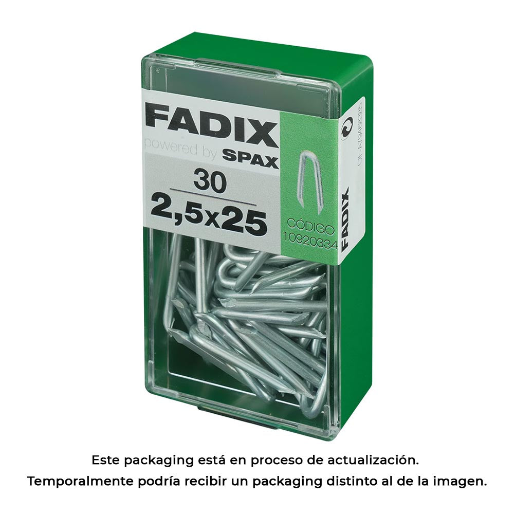 Caixa s 30 unid. grampos zinco 2,5x25mm fadix_0
