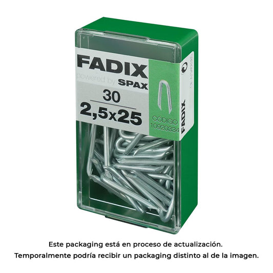 Caixa s 30 unid. grampos zinco 2,5x25mm fadix_0