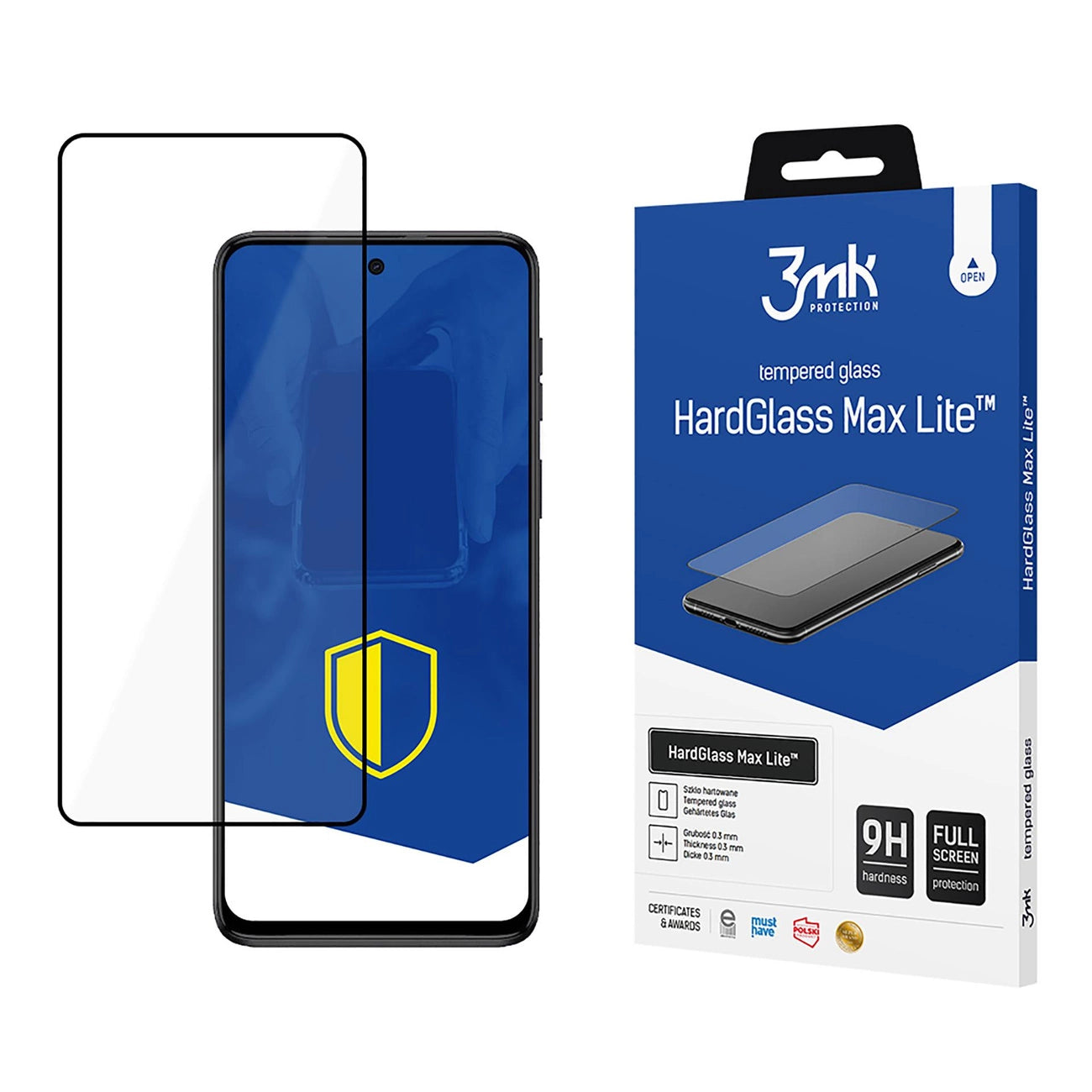 3mk HardGlass Max Lite Tempered Glass with Black Frame for Motorola Moto G54 / Power Edition_0