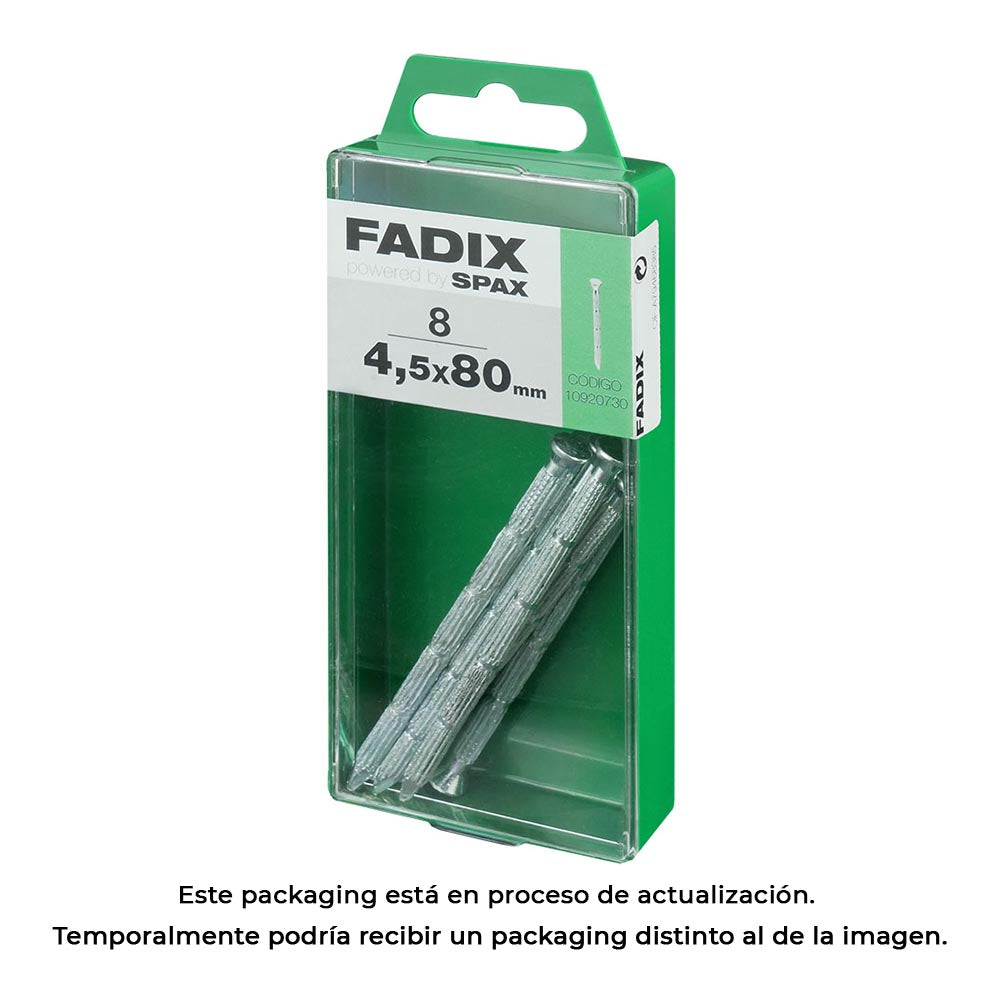 Caixa m 8 unid. prego cp estriado aÃ§o 4,5x80mm fadix_0