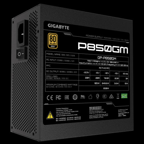 Fonte de Alimentação GIGABYTE 850 W / 20+4 Pin ATX / Preto / FA20154023_1
