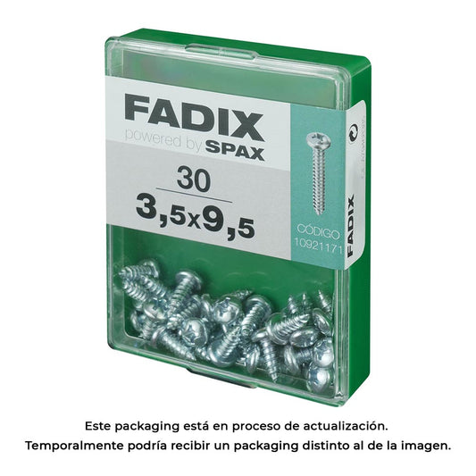Caixa m 30 unid. parafuso rosca chapa cr zinco 3,5x9,5mm fadix_0