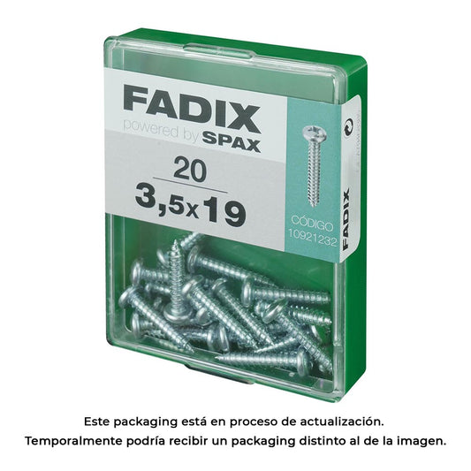 Caixa m 20 unid. parafuso rosca chapa cr zinco 3,5x19mm fadix_0