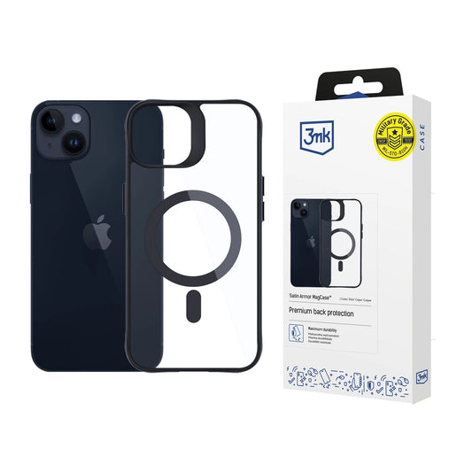 3mk Satin Armor MagCase with MagSafe for iPhone 14 Plus - Clear with Black Frame_0