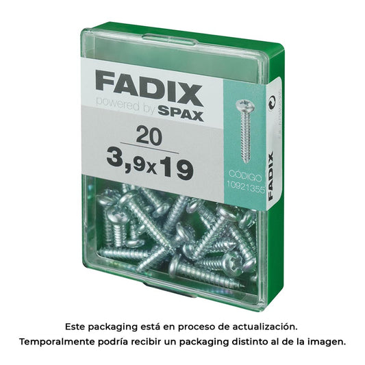 Caixa m 20 unid. parafuso rosca chapa cr zinco 3,9x19mm fadix_0