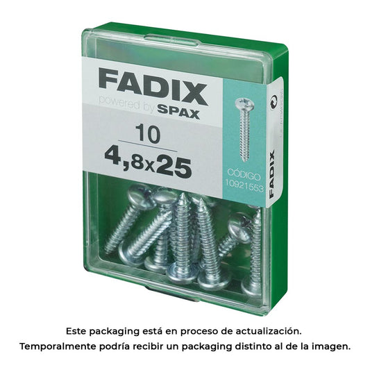 Caixa m 10 unid. parafuso rosca chapa cr zinco 4,8x25mm fadix_0