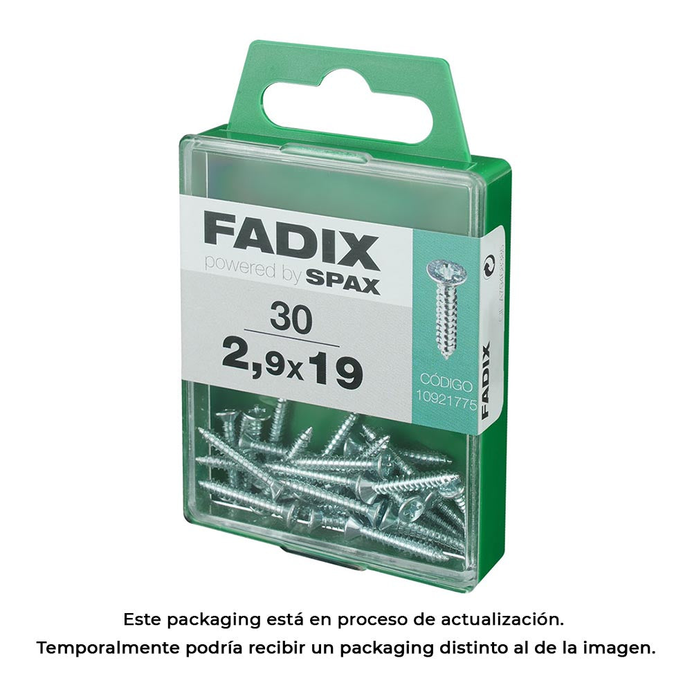 Caixa m 30 unid. parafuso rosca chapa cr zinco 2,9x19mm fadix_0