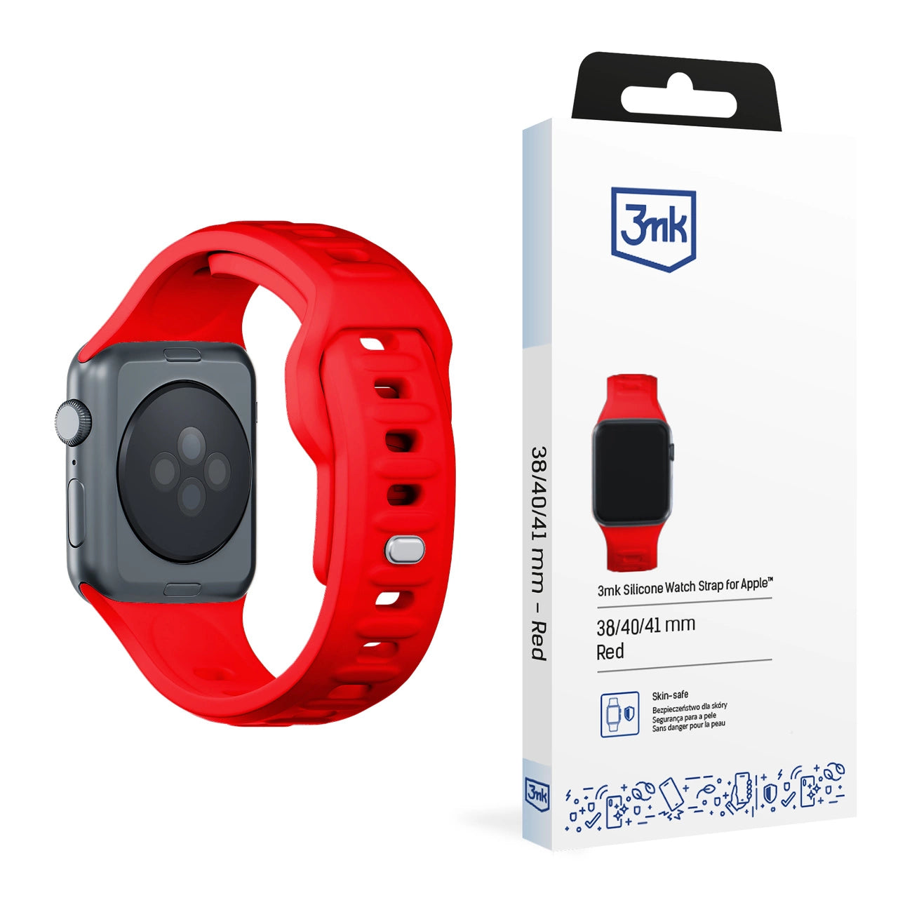 3mk Silicone Watch Strap for Apple Watch 38 / 40 / 41 mm - red_0