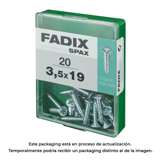 Caixa m 20 unid. parafuso rosca chapa cr zinco 3,5x19mm fadix_0