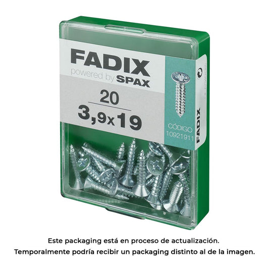 Caixa m 20 unid. parafuso rosca chapa cr zinco 3,9x19mm fadix_0