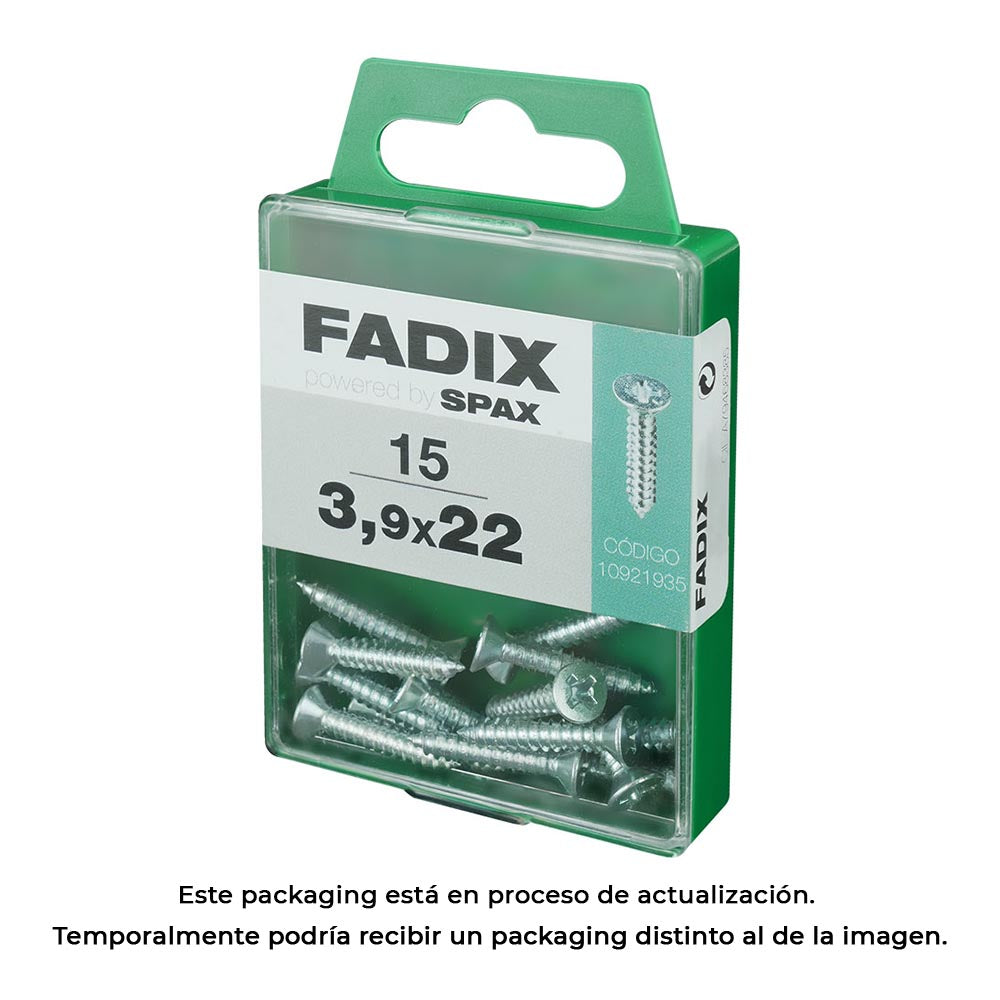 Caixa m 15 unid. parafuso rosca chapa cr zinco 3,9x22mm fadix_0
