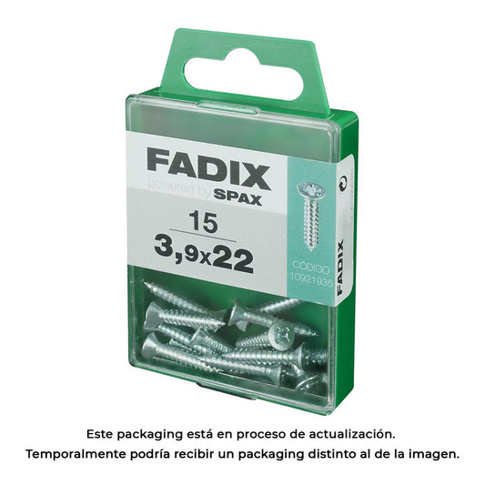 Caixa m 15 unid. parafuso rosca chapa cr zinco 3,9x22mm fadix_0