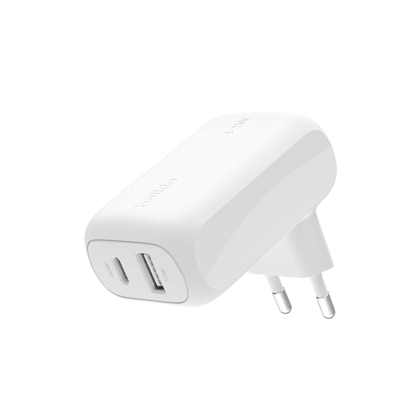 CARICABATTERIA DOPPIA PORTA 30W USB-C PD PPS + 12W USB-A - BIANCO_1
