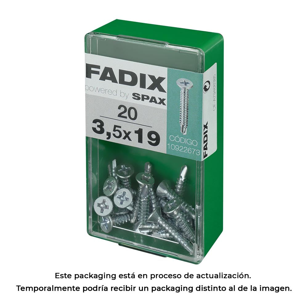Caixa s 20 unid. parafuso rosca chapa cp autot. zinco 3,5x19mm fadix_0