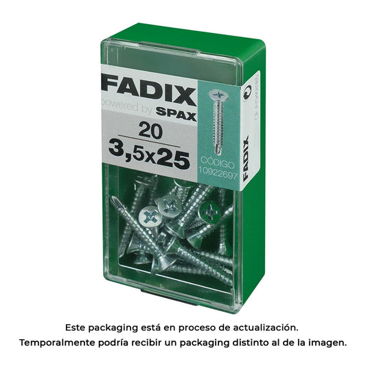Caixa s 20 unid. parafuso rosca chapa cp autot. zinco 3,5x25mm fadix_0