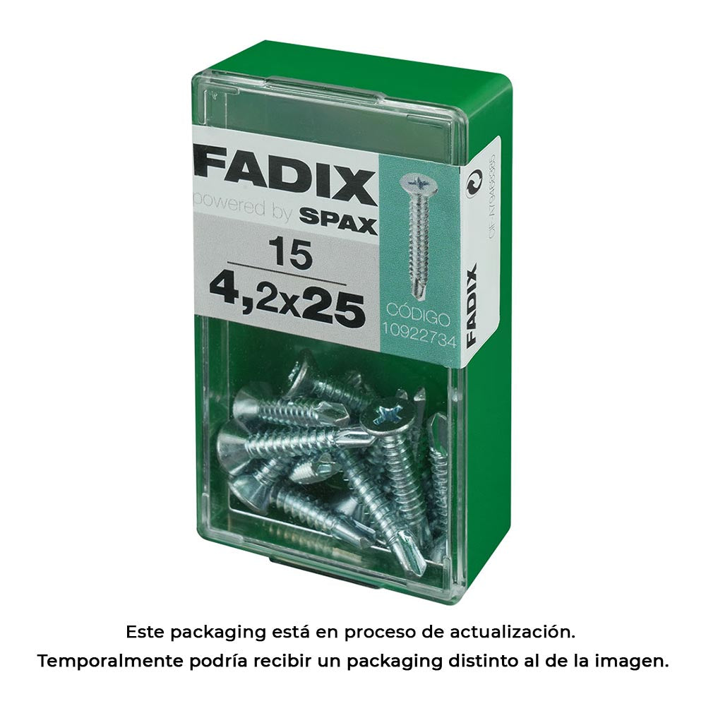 Caixa s 15 unid. parafuso rosca chapa cp autot. zinco 4,2x25mm fadix_0