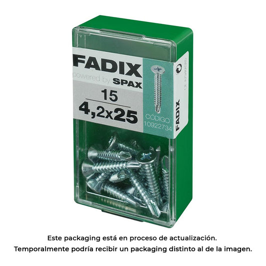 Caixa s 15 unid. parafuso rosca chapa cp autot. zinco 4,2x25mm fadix_0