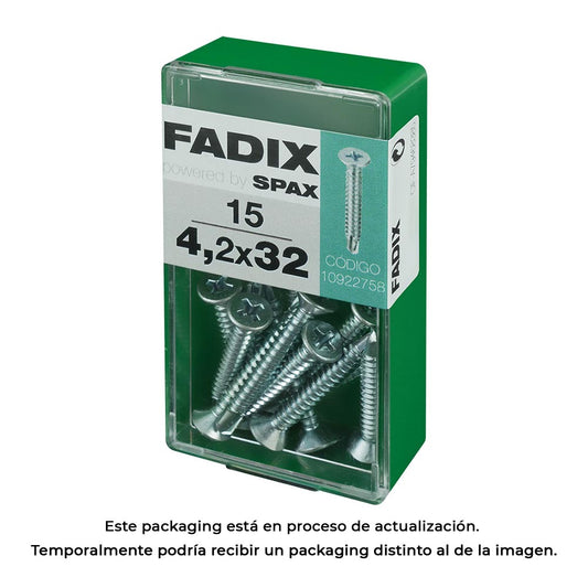 Caixa s 15 unid. parafuso rosca chapa cp autot. zinco 4,2x32mm fadix_0