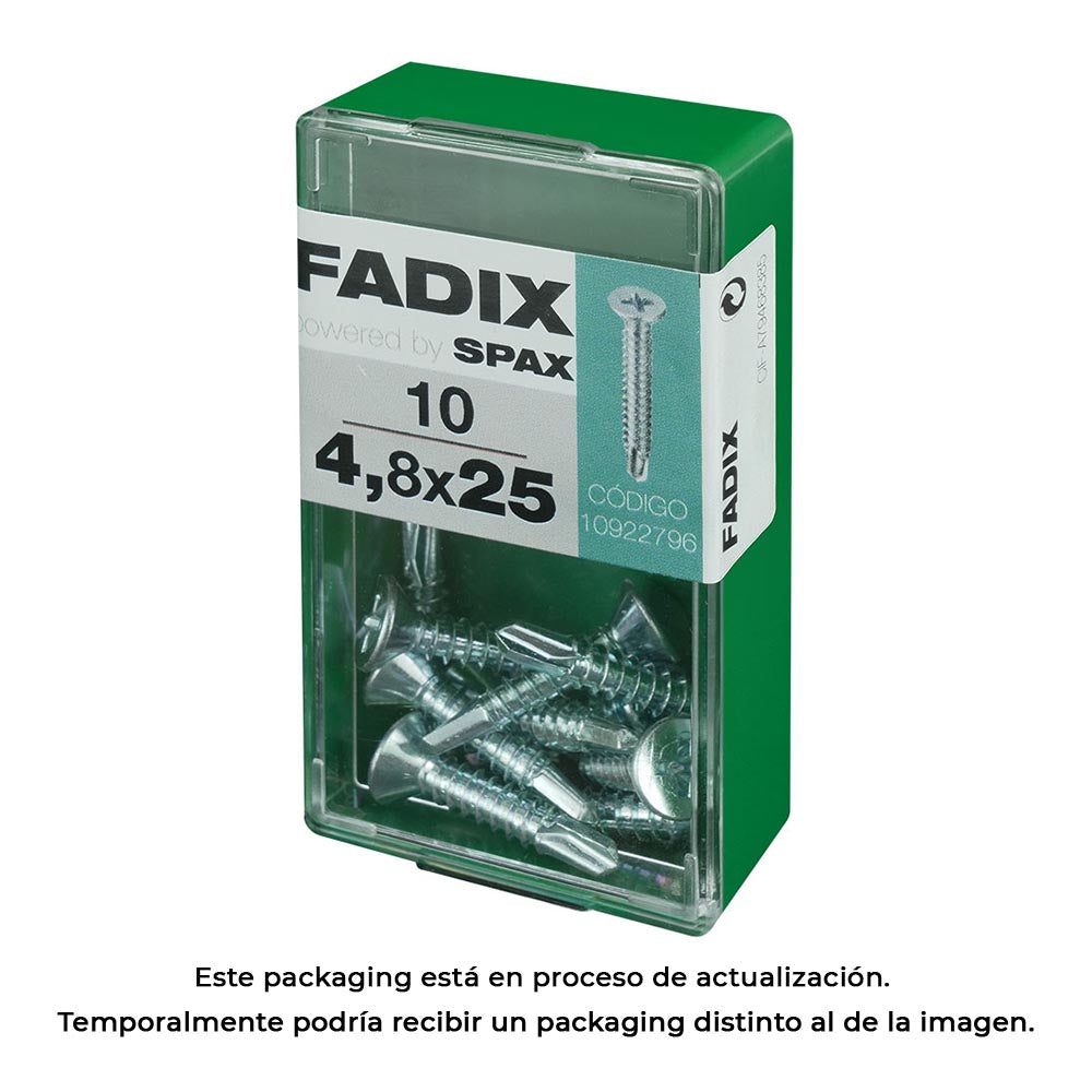 Caixa s 10 unid. parafuso rosca chapa cp autot. zinco 4,8x25mm fadix_0