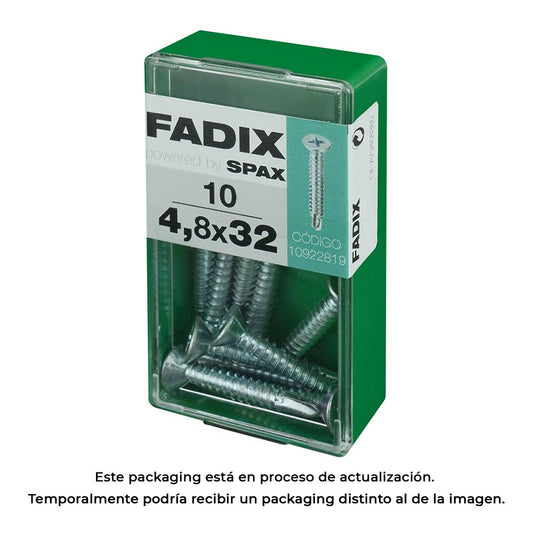 Caixa s 10 unid. parafuso rosca chapa cp autot. zinco 4,8x32mm fadix_0