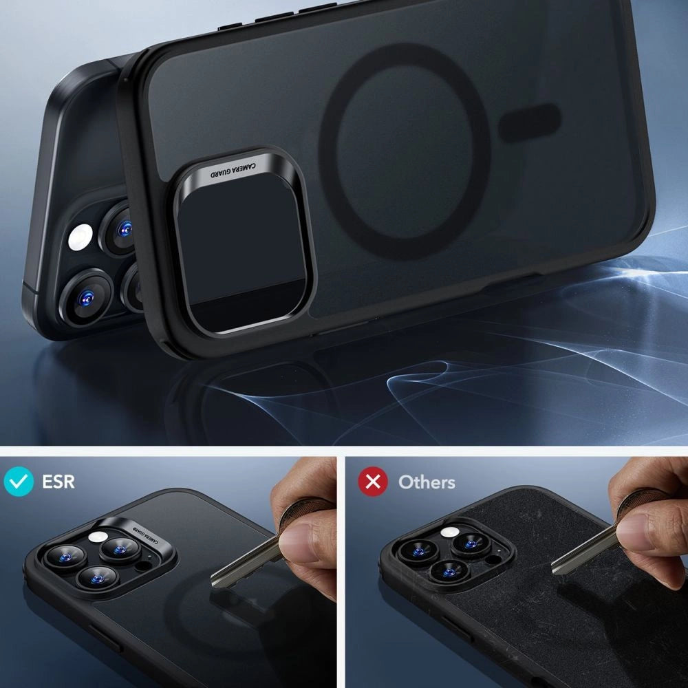 ESR Classic Hybrid Halolock MagSafe Case Set + Tempered Glass for iPhone 16 Pro Max - Semi-Transparent with Black Frame_4