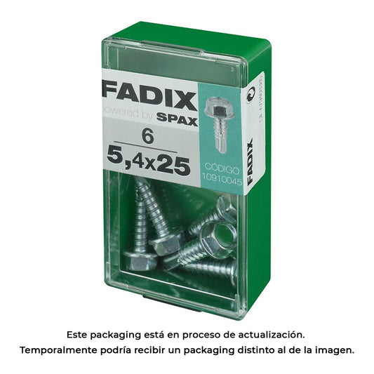 Caixa s 6 unid. parafuso rosca chapa hexagonal autot. 5,4x25mm fadix_0