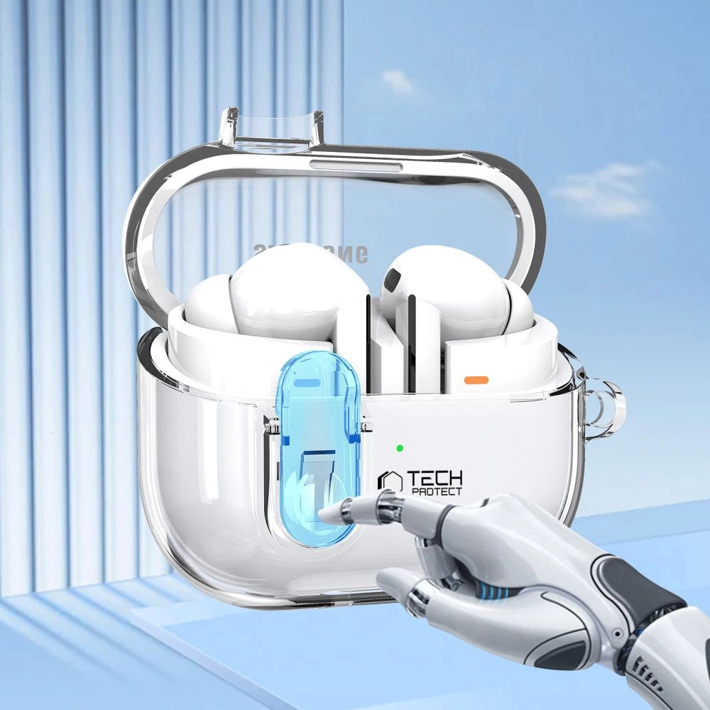 Tech-Protect FlexAir Case with Carabiner for Samsung Galaxy Buds 3 / 3 Pro - Transparent_2