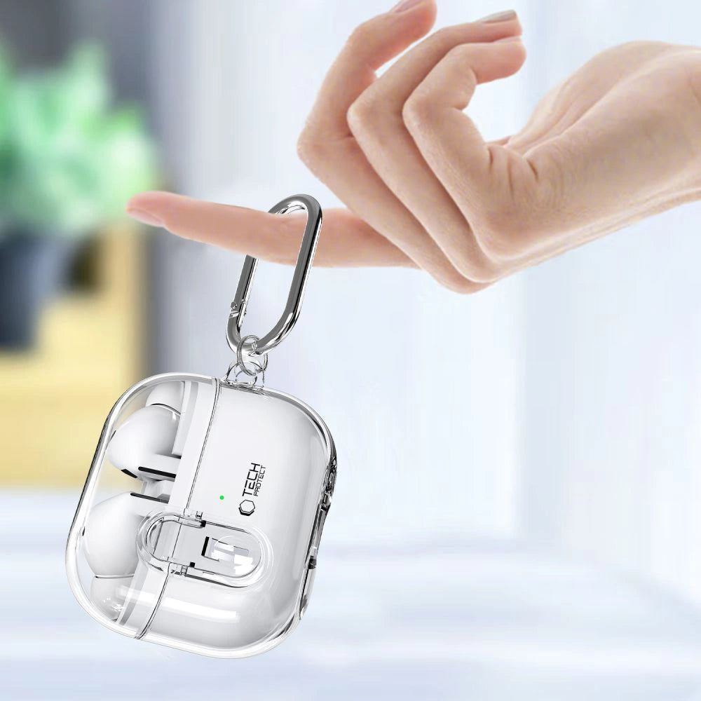 Tech-Protect FlexAir Case with Carabiner for Samsung Galaxy Buds 3 / 3 Pro - Transparent_6