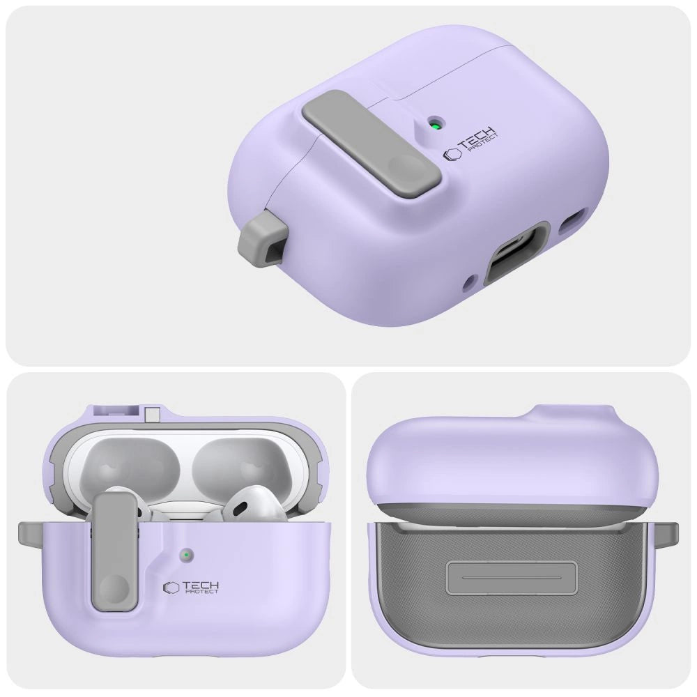 Tech-Protect Slim Hook Case with Carabiner for Apple AirPods Pro 1 / 2 - Purple_3