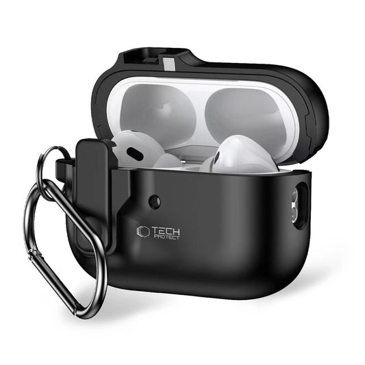 Tech-Protect Slim Hook Case with Carabiner for Apple AirPods Pro 1 / 2 - Black_0