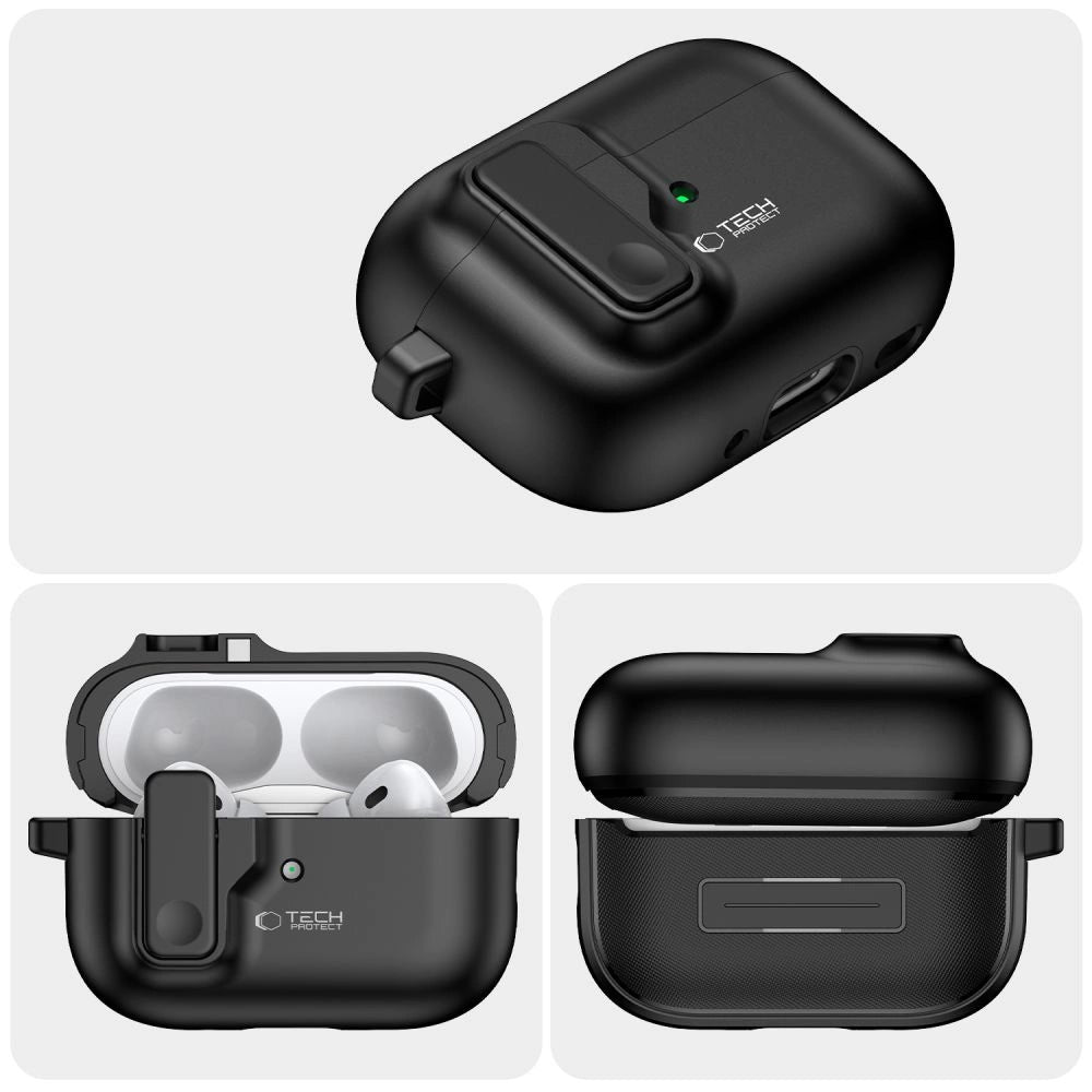 Tech-Protect Slim Hook Case with Carabiner for Apple AirPods Pro 1 / 2 - Black_3
