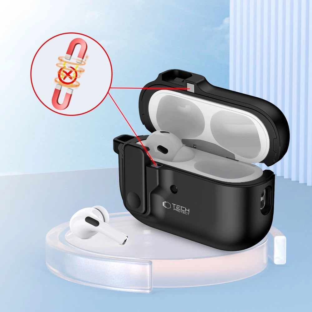 Tech-Protect Slim Hook Case with Carabiner for Apple AirPods Pro 1 / 2 - Black_4